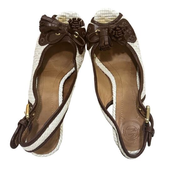 Zara Woman Brown Leather Tassel Heels Size 39 EU / 8.5 US Platform Woven - Picture 4 of 9